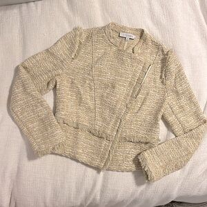 Intermix cream and gold jacket with fringe detail, size 8